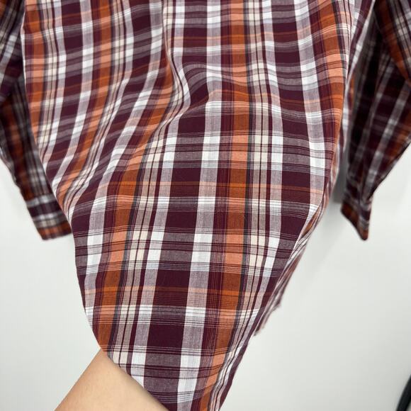 Vintage Wrangler Orange Plaid Button Up Pearl Snap Long Sleeve Western Men XXL - Picture 8 of 11